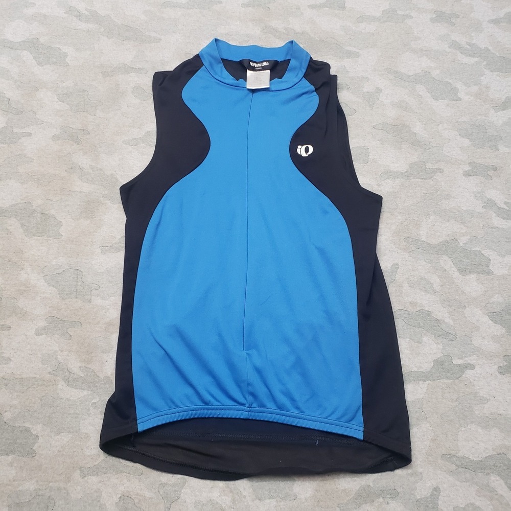 Pearl‎ Izumi Cycling Jersey Mens Medium Blue Full Zip Sleeveless Three Pocket